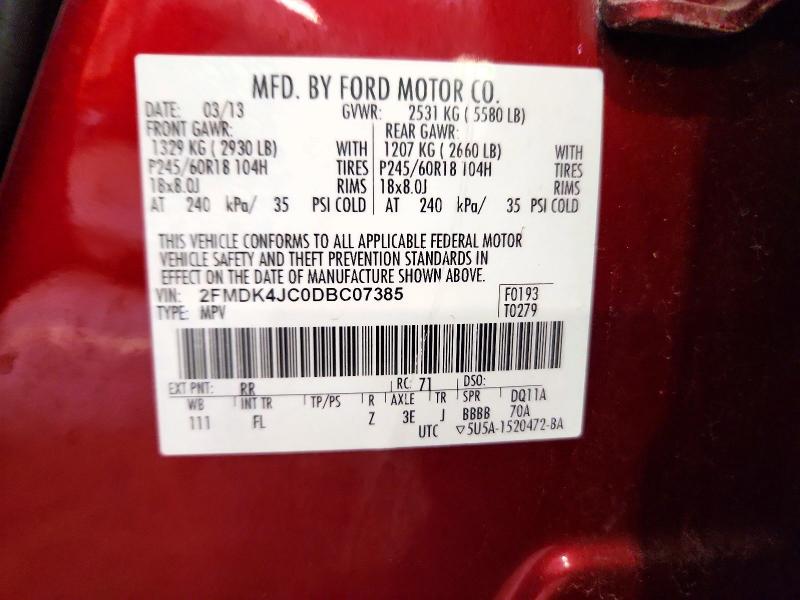 Aukcja sprzedaży 2013 Ford Edge, vin: 2FMDK4JC0DBC07385, numer aukcji: 61931396