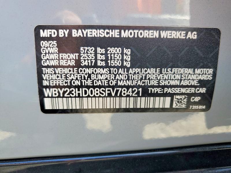 Продаж на аукціоні авто 2025 Bmw I4, vin: WBY23HD08SFV78421, номер лоту: 60089176