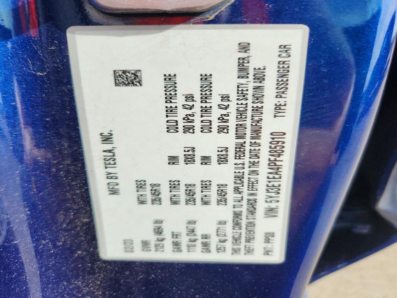 Продажа на аукционе авто 2023 Tesla Model 3, vin: 5YJ3E1EA4PF485910, номер лота: 60863346