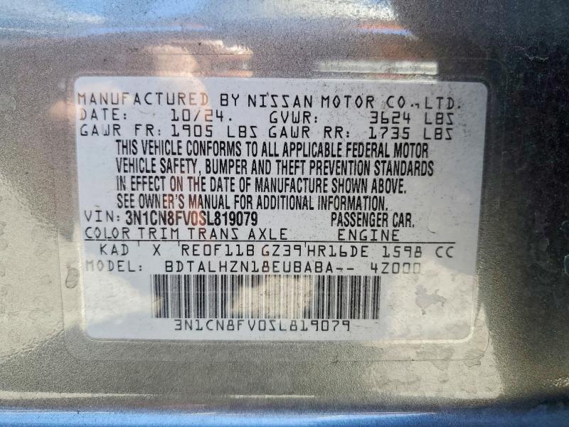 59401686 :رقم المزاد ، 3N1CN8FV0SL819079 vin ، 2025 Nissan Versa مزاد بيع