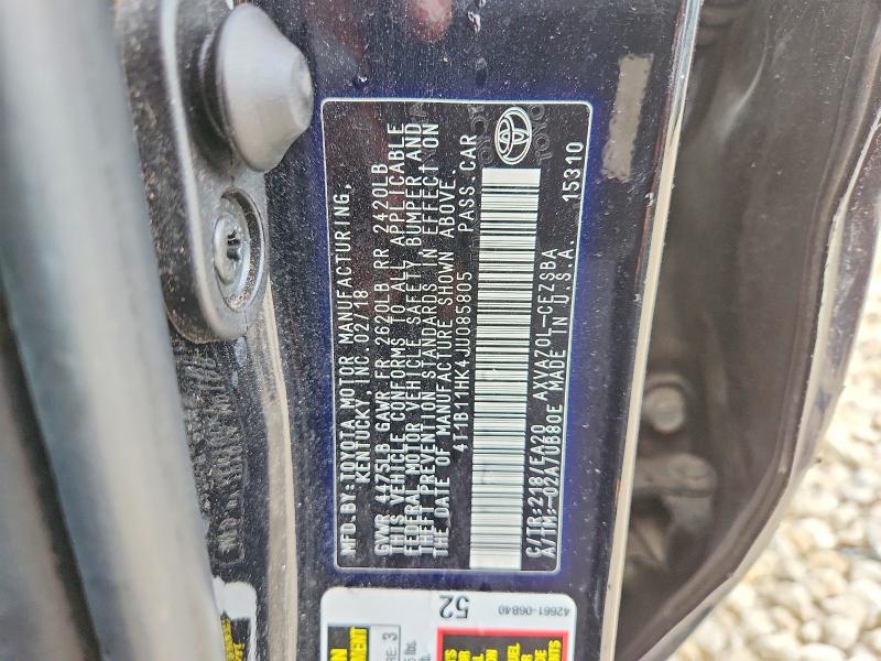 Aukcja sprzedaży 2018 Toyota Camry, vin: 4T1B11HK4JU085805, numer aukcji: 61298496