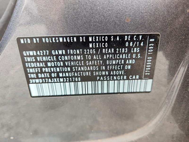 59355666 :رقم المزاد ، 3VWD17AJXEM321768 vin ، 2014 Volkswagen Jetta مزاد بيع