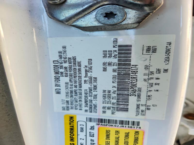 Aukcja sprzedaży 2018 Ford Fusion, vin: 3FA6P0K92JR148174, numer aukcji: 62066406