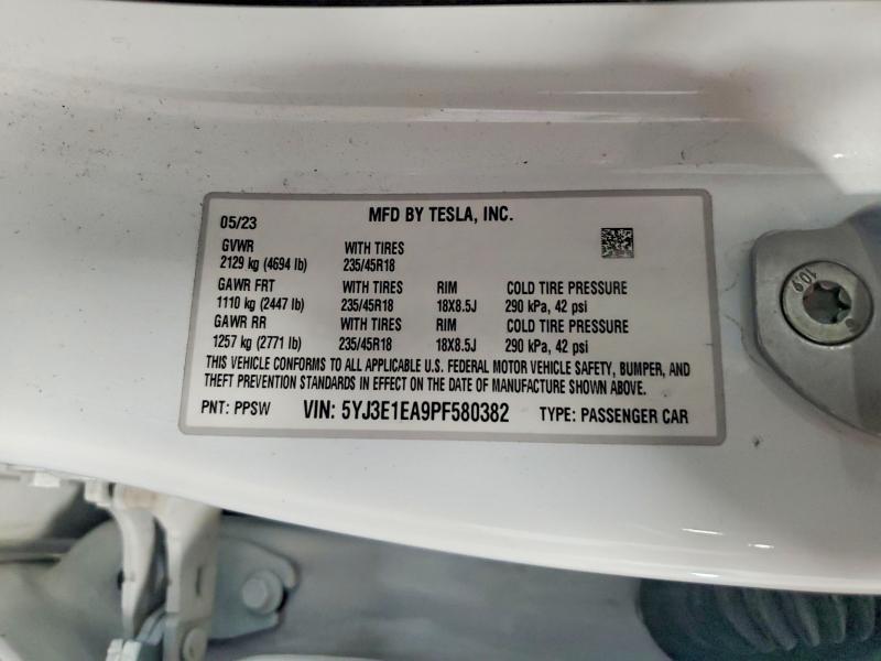 Aukcja sprzedaży 2023 Tesla Model 3, vin: 5YJ3E1EA9PF580382, numer aukcji: 60316726