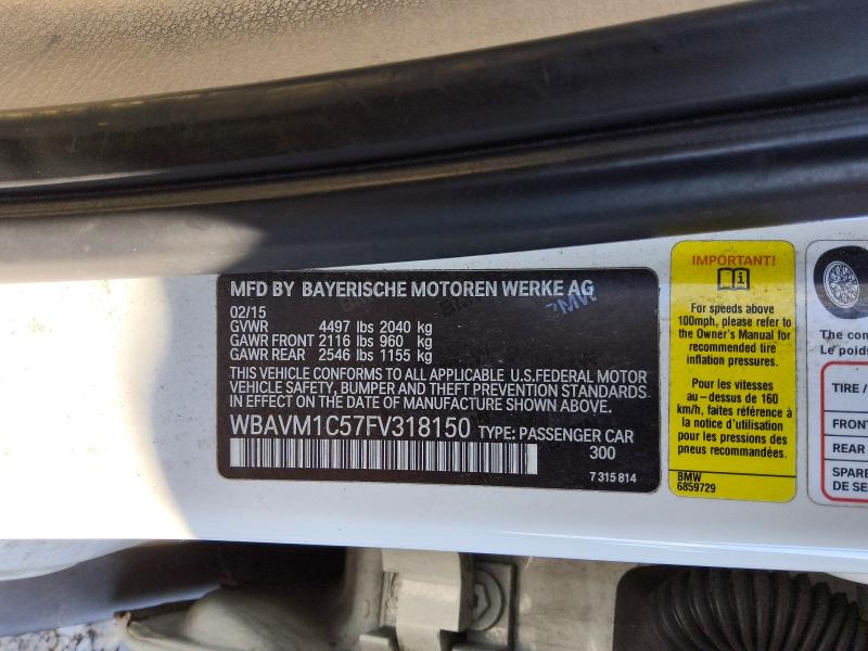 Продажа на аукционе авто 2015 Bmw X1, vin: WBAVM1C57FV318150, номер лота: 58904116