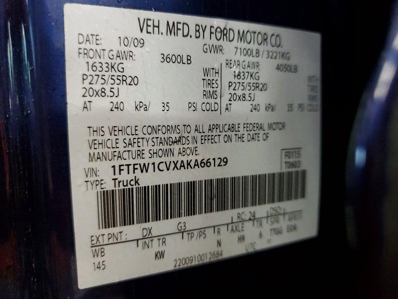 Продажа на аукционе авто 2010 Ford F150, vin: 1FTFW1CVXAKA66129, номер лота: 60359176