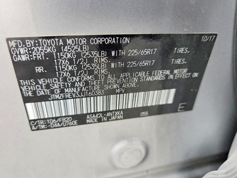 Продажа на аукционе авто 2018 Toyota Rav4, vin: JTMZFREV3JJ160383, номер лота: 62929116