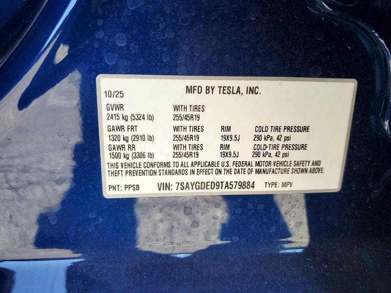 Aukcja sprzedaży 2026 Tesla Model Y, vin: 7SAYGDED9TA579884, numer aukcji: 59877826