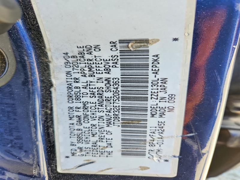 Aukcja sprzedaży 2005 Toyota Corolla, vin: JTDBR32E752064363, numer aukcji: 58988246