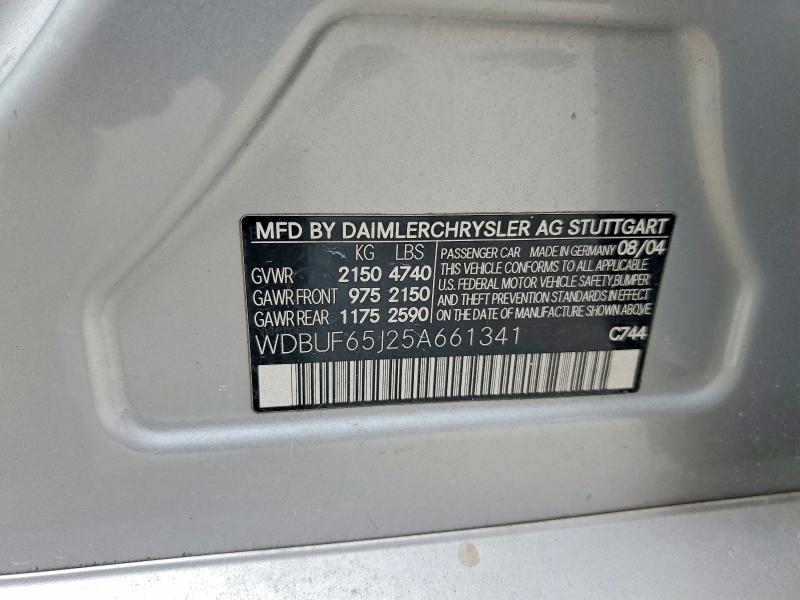 Aukcja sprzedaży 2005 Mercedes-benz E, vin: WDBUF65J25A661341, numer aukcji: 60262836