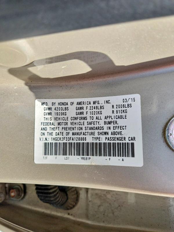 62402346 :رقم المزاد ، 1HGCR2F33FA128866 vin ، 2015 Honda Accord مزاد بيع