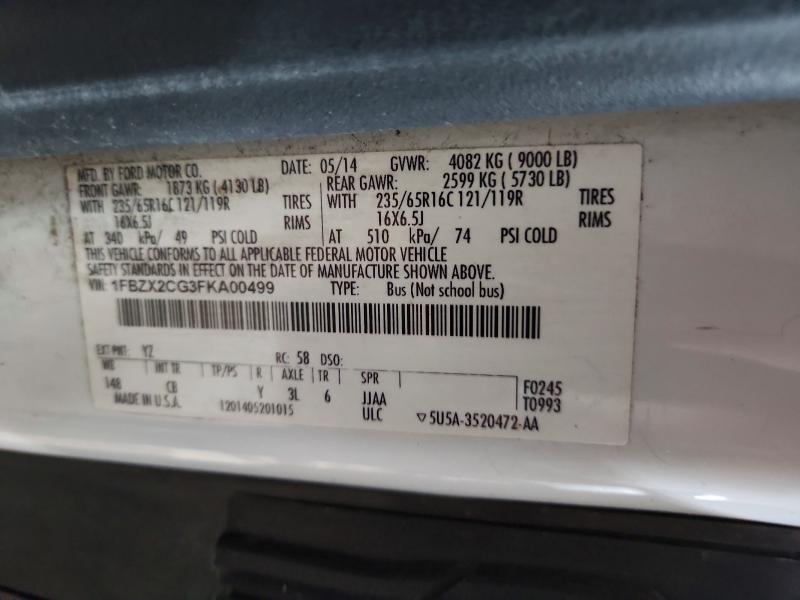 2015 Ford Transit მანქანა იყიდება აუქციონზე, vin: 1FBZX2CG3FKA00499, აუქციონის ნომერი: 59820916