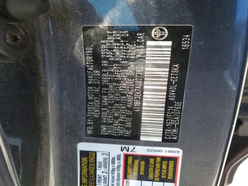 2010 Toyota Camry მანქანა იყიდება აუქციონზე, vin: 4T1BF3EK7AU027382, აუქციონის ნომერი: 60093856