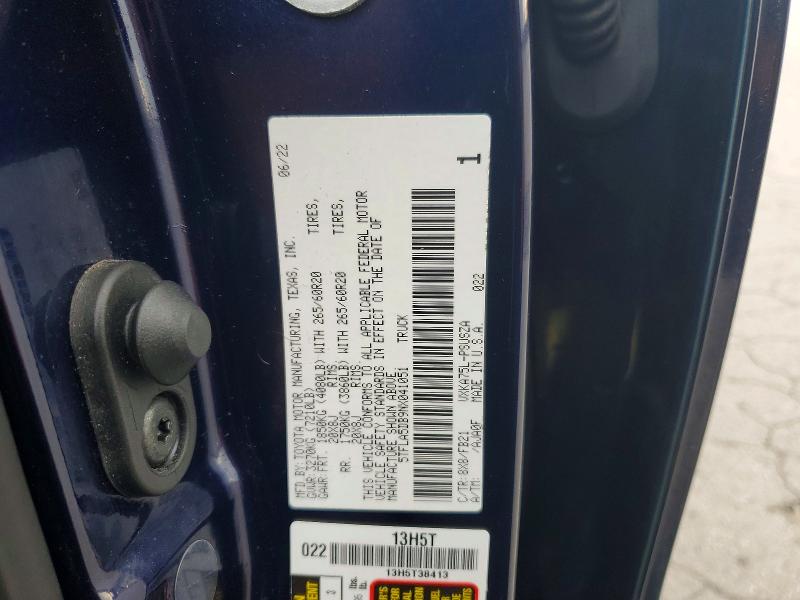 Продажа на аукционе авто 2022 Toyota Tundra, vin: 5TFLA5DB9NX041051, номер лота: 61108686