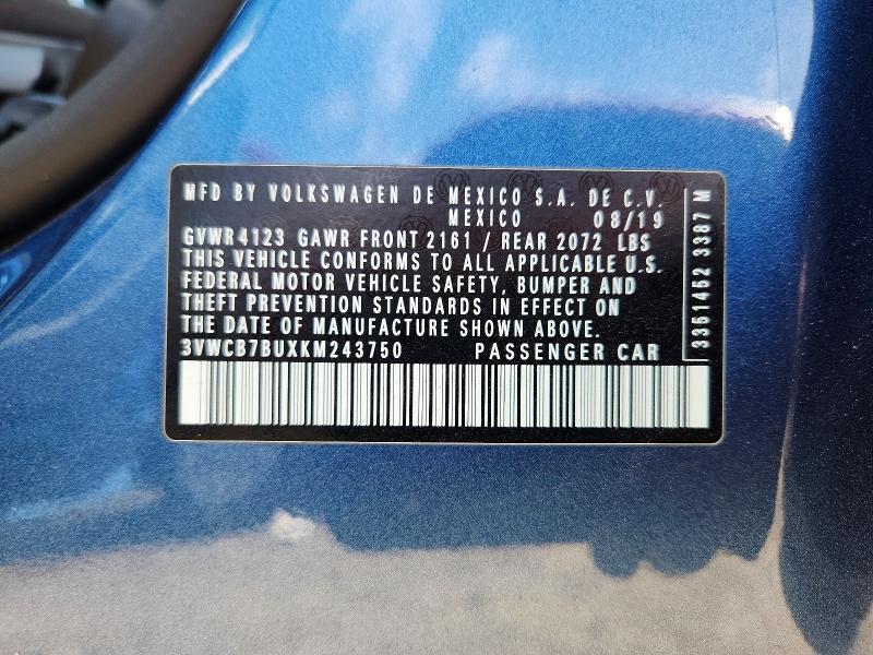 Aukcja sprzedaży 2019 Volkswagen Jetta, vin: 3VWCB7BUXKM243750, numer aukcji: 59588316