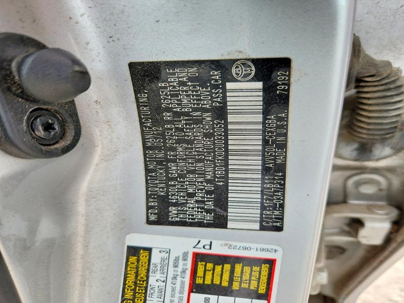Aukcja sprzedaży 2012 Toyota Camry Hybrid, vin: 4T1BD1FK0CU033052, numer aukcji: 62334326