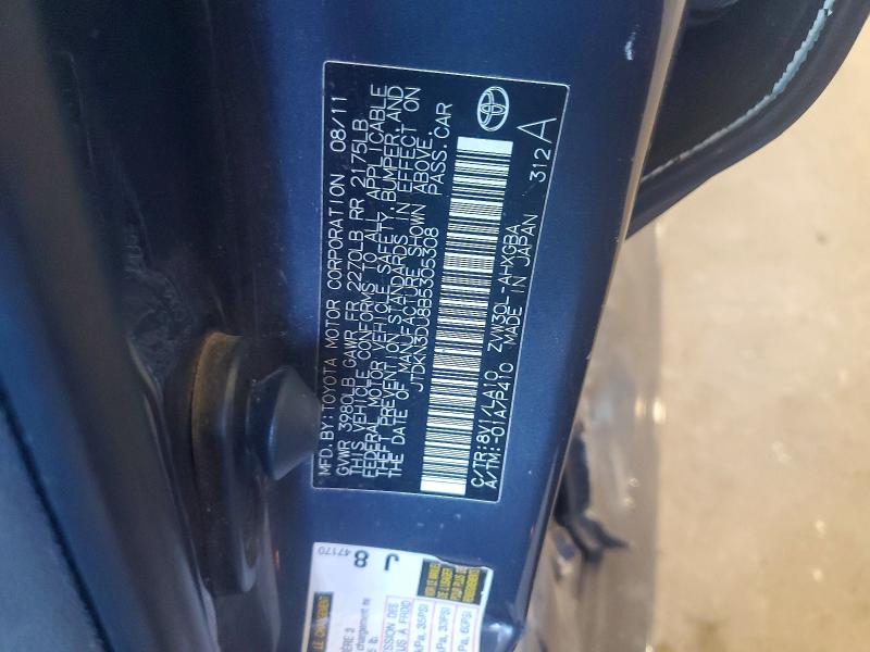 61204466 :رقم المزاد ، JTDKN3DU8B5305308 vin ، 2011 Toyota Prius مزاد بيع