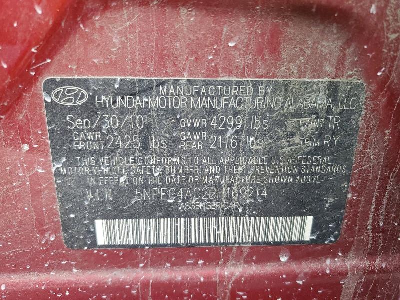 97685935 :رقم المزاد ، 5NPEC4AC2BH169214 vin ، 2011 Hyundai Sonata مزاد بيع