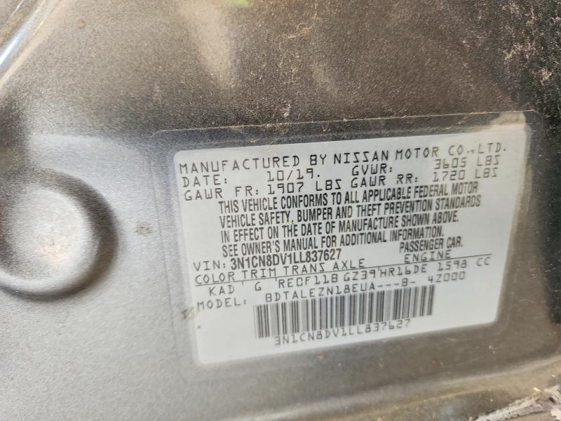 2020 Nissan Versa მანქანა იყიდება აუქციონზე, vin: 3N1CN8DV1LL837627, აუქციონის ნომერი: 62034676