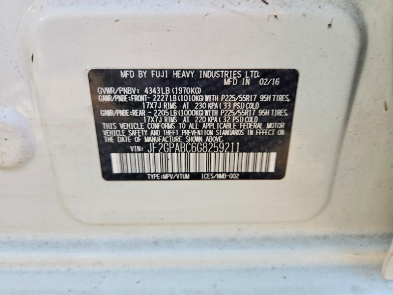 Aukcja sprzedaży 2016 Subaru Crosstrek, vin: JF2GPABC6G8259211, numer aukcji: 60923366