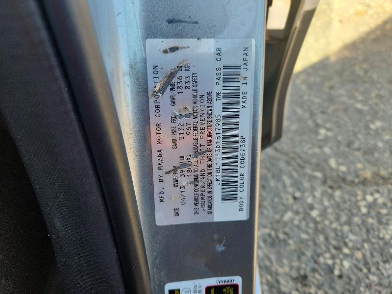 57622776 :رقم المزاد ، JM1BL1TF3D1817985 vin ، 2013 Mazda 3 مزاد بيع