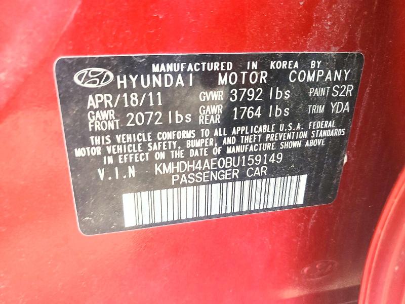 Aukcja sprzedaży 2011 Hyundai Elantra, vin: KMHDH4AE0BU159149, numer aukcji: 61122056