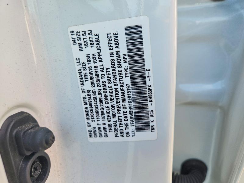 Продажа на аукционе авто 2019 Honda Cr-v, vin: 7FARW2H91KE015197, номер лота: 62117226