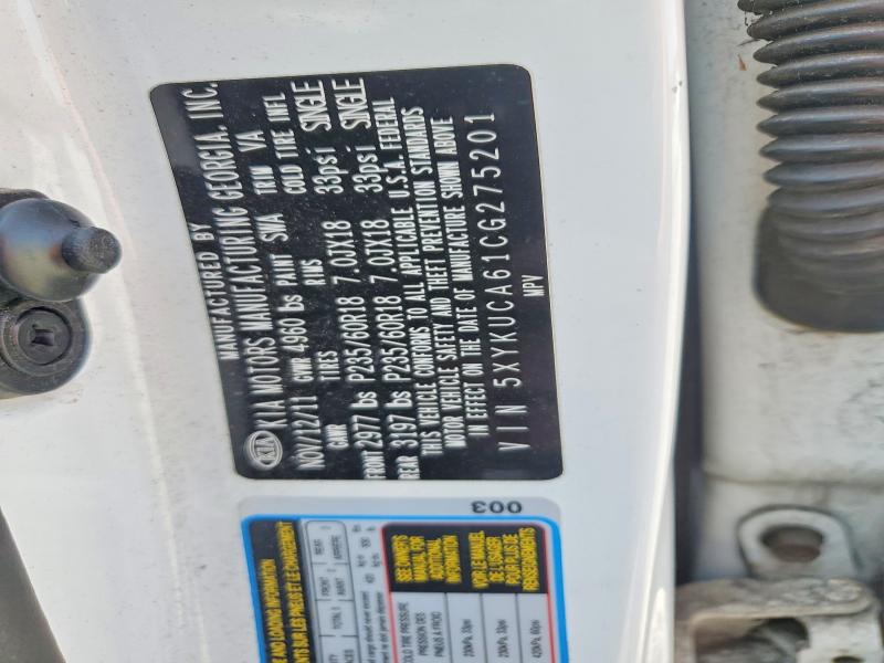 Продаж на аукціоні авто 2012 Kia Sorento, vin: 5XYKUCA61CG275201, номер лоту: 60707876