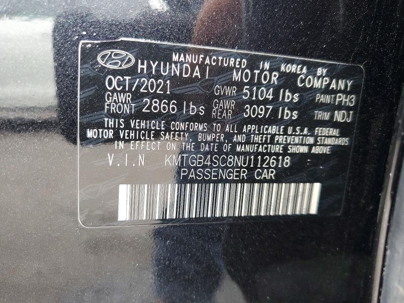 59666626 :رقم المزاد ، KMTGB4SC8NU112618 vin ، 2022 Genesis G80 مزاد بيع