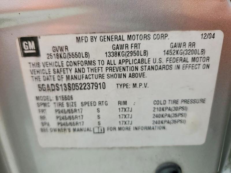 Aukcja sprzedaży 2005 Buick Rainier, vin: 5GADS13S052237910, numer aukcji: 61701876