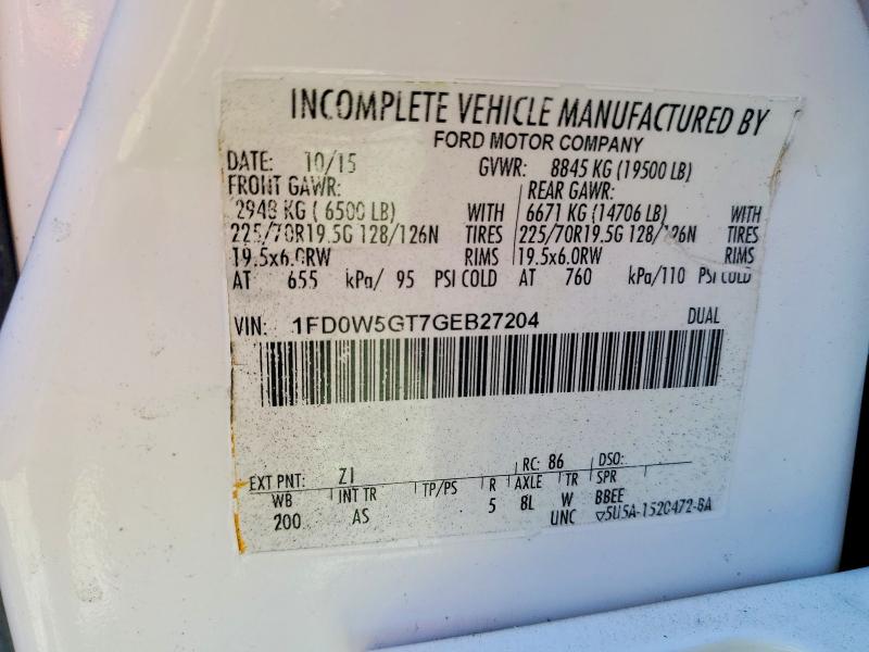 62155816 :رقم المزاد ، 1FD0W5GT7GEB27204 vin ، 2016 Ford F550 مزاد بيع