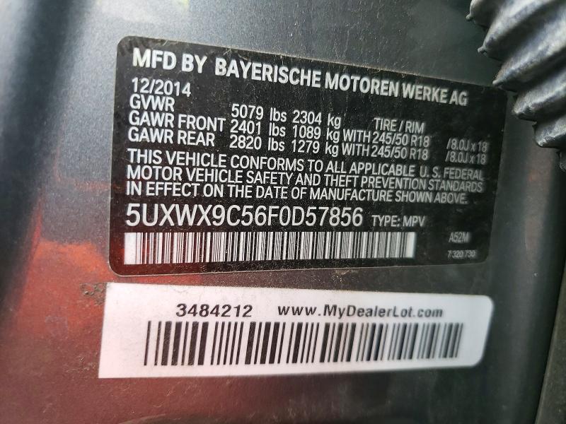 Aukcja sprzedaży 2015 Bmw X3, vin: 5UXWX9C56F0D57856, numer aukcji: 59052726