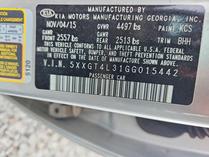 Продаж на аукціоні авто 2016 Kia Optima, vin: 5XXGT4L31GG015442, номер лоту: 61994126