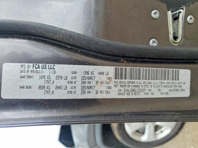Продаж на аукціоні авто 2018 Jeep Compass, vin: 3C4NJCBB8JT293377, номер лоту: 60841666