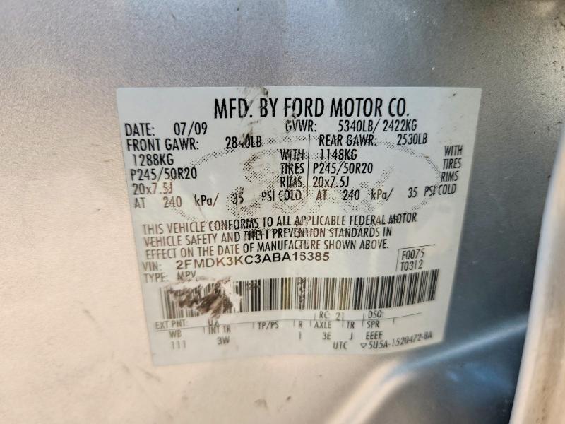 57910116 :رقم المزاد ، 2FMDK3KC3ABA16385 vin ، 2010 Ford Edge مزاد بيع