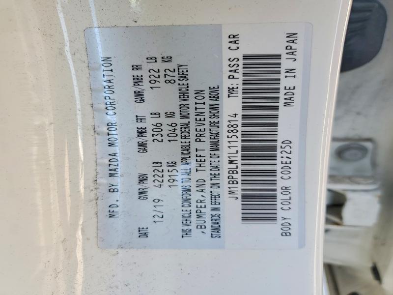 Продаж на аукціоні авто 2020 Mazda 3, vin: JM1BPBLM1L1158814, номер лоту: 61774326