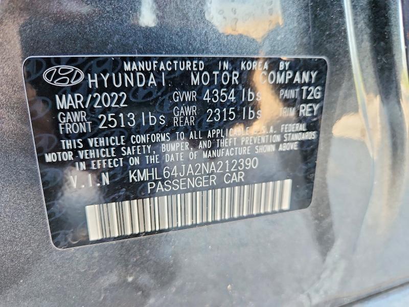 Aukcja sprzedaży 2022 Hyundai Sonata, vin: KMHL64JA2NA212390, numer aukcji: 58996306