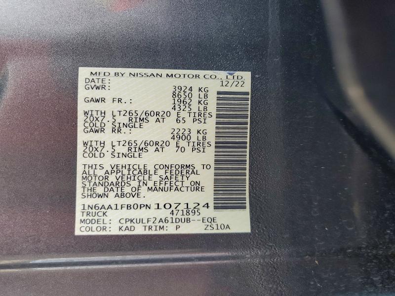 Aukcja sprzedaży 2023 Nissan Titan Xd, vin: 1N6AA1FB0PN107124, numer aukcji: 62079316