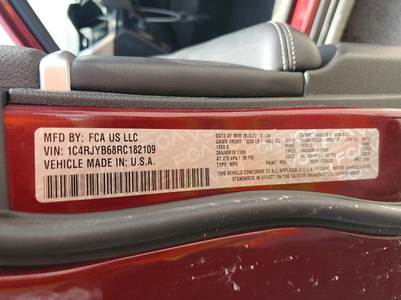 61335736 :رقم المزاد ، 1C4RJYB68RC182109 vin ، 2024 Jeep Grand Cherokee مزاد بيع
