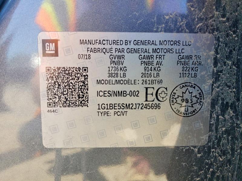 62900206 :رقم المزاد ، 1G1BE5SM2J7245696 vin ، 2018 Chevrolet Cruze مزاد بيع