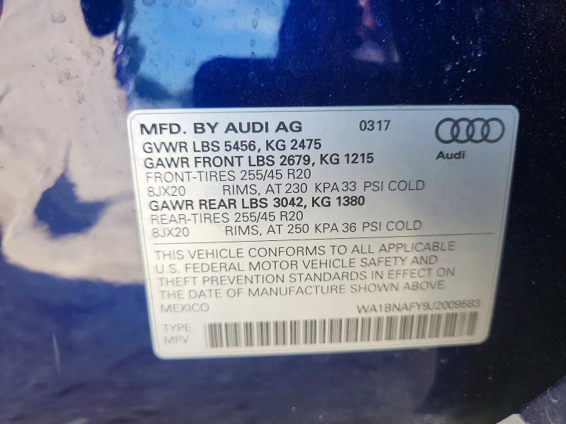 62470536 :رقم المزاد ، WA1BNAFY9J2009583 vin ، 2018 Audi Q5 مزاد بيع