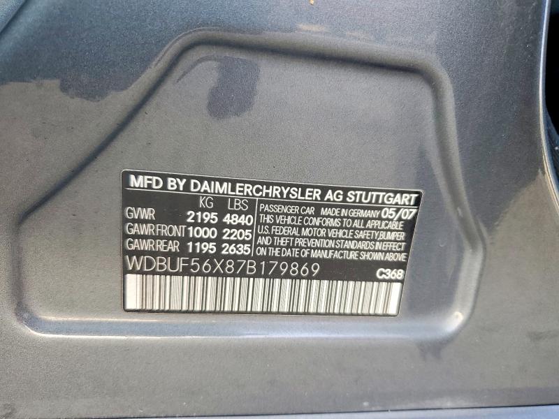 2007 Mercedes-benz E მანქანა იყიდება აუქციონზე, vin: WDBUF56X87B179869, აუქციონის ნომერი: 63539406