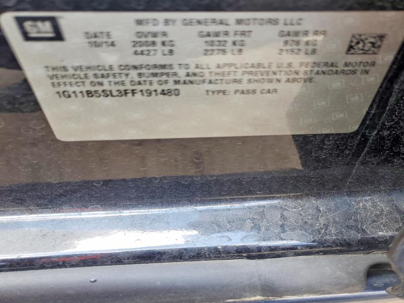 60567366 :رقم المزاد ، 1G11B5SL3FF191480 vin ، 2015 Chevrolet Malibu مزاد بيع