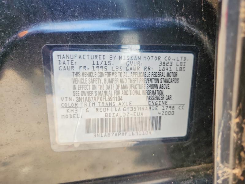2015 Nissan Sentra მანქანა იყიდება აუქციონზე, vin: 3N1AB7APXFL691104, აუქციონის ნომერი: 62479236