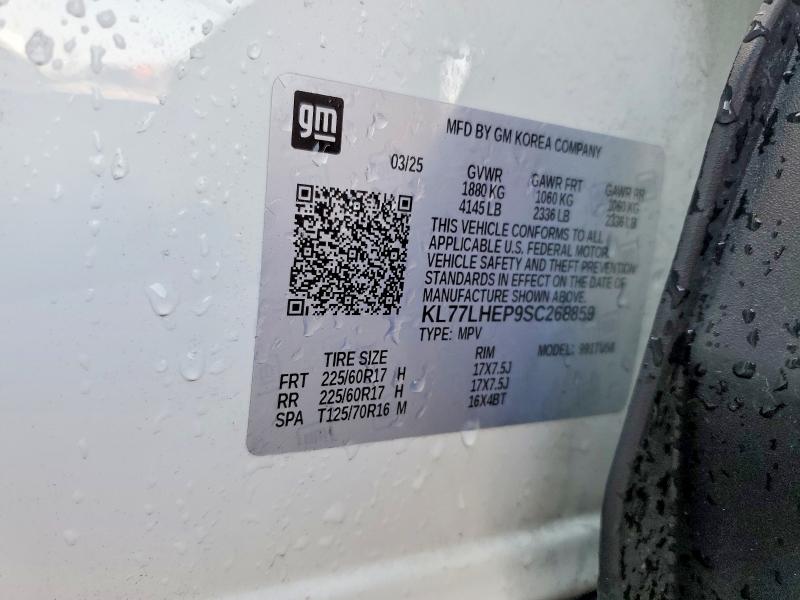 60363536 :رقم المزاد ، KL77LHEP9SC268859 vin ، 2025 Chevrolet Trax مزاد بيع