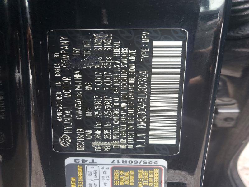 59832196 :رقم المزاد ، KM8J3CA48LU207324 vin ، 2020 Hyundai Tucson مزاد بيع