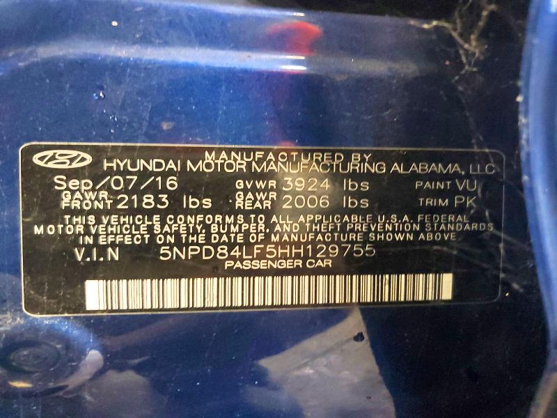 2017 Hyundai Elantra მანქანა იყიდება აუქციონზე, vin: 5NPD84LF5HH129755, აუქციონის ნომერი: 63281996
