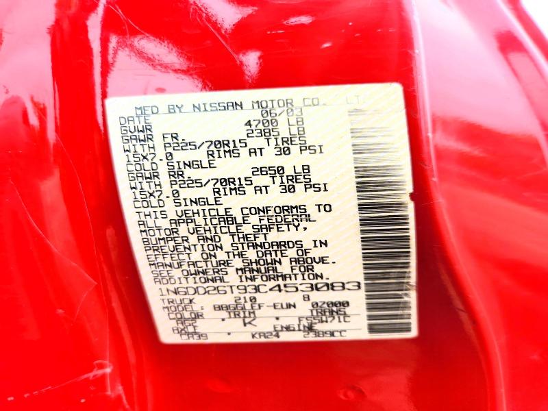 2003 Nissan Frontier მანქანა იყიდება აუქციონზე, vin: 1N6DD26T93C453083, აუქციონის ნომერი: 62999456