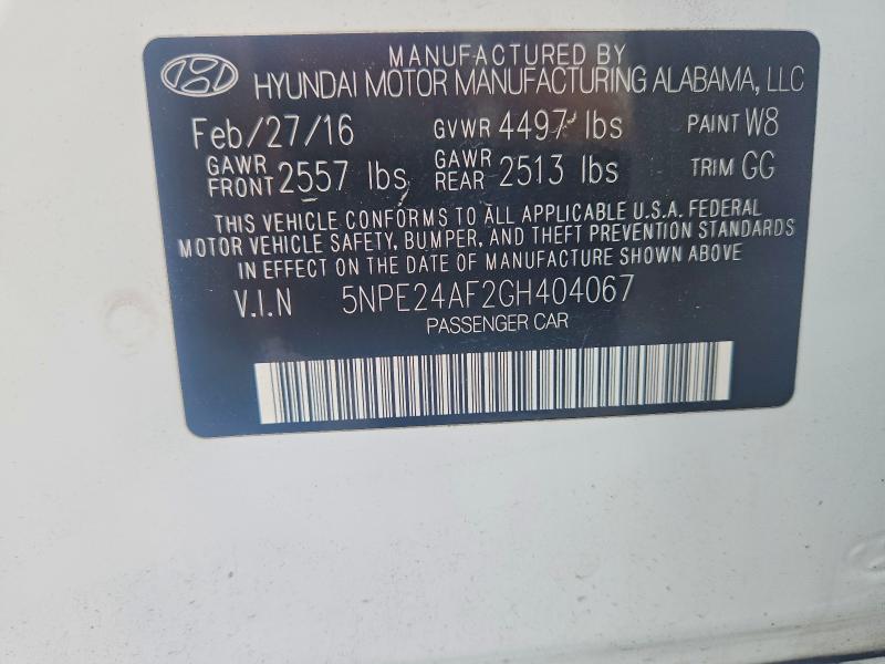 Продаж на аукціоні авто 2016 Hyundai Sonata, vin: 5NPE24AF2GH404067, номер лоту: 59839596