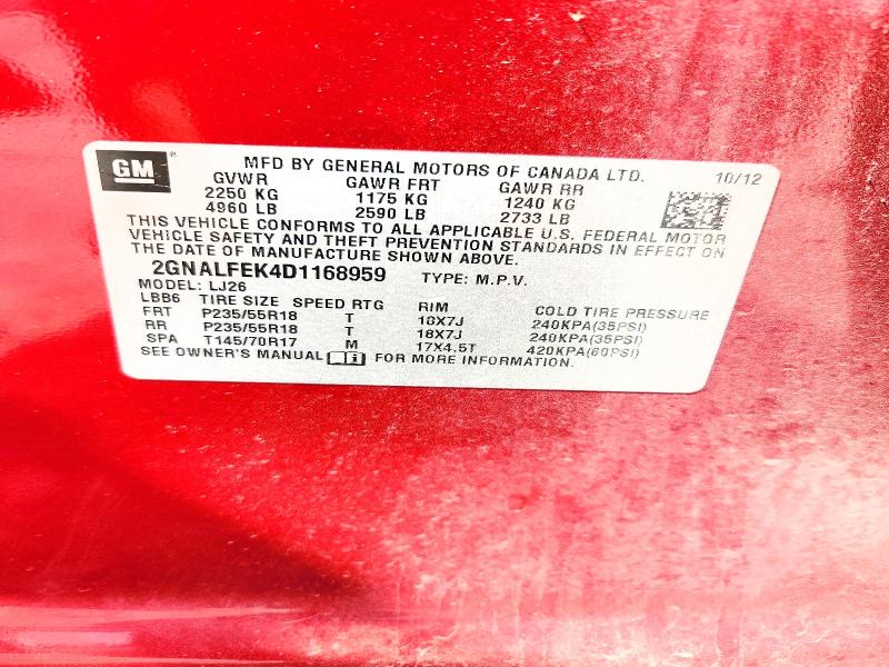Продаж на аукціоні авто 2013 Chevrolet Equinox, vin: 2GNALFEK4D1168959, номер лоту: 59995816